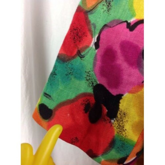 Rickie Freeman Jon Teri-Jon Floral Blouse Womens Sz 8 Linen  Button Front Top - Picture 6 of 12
